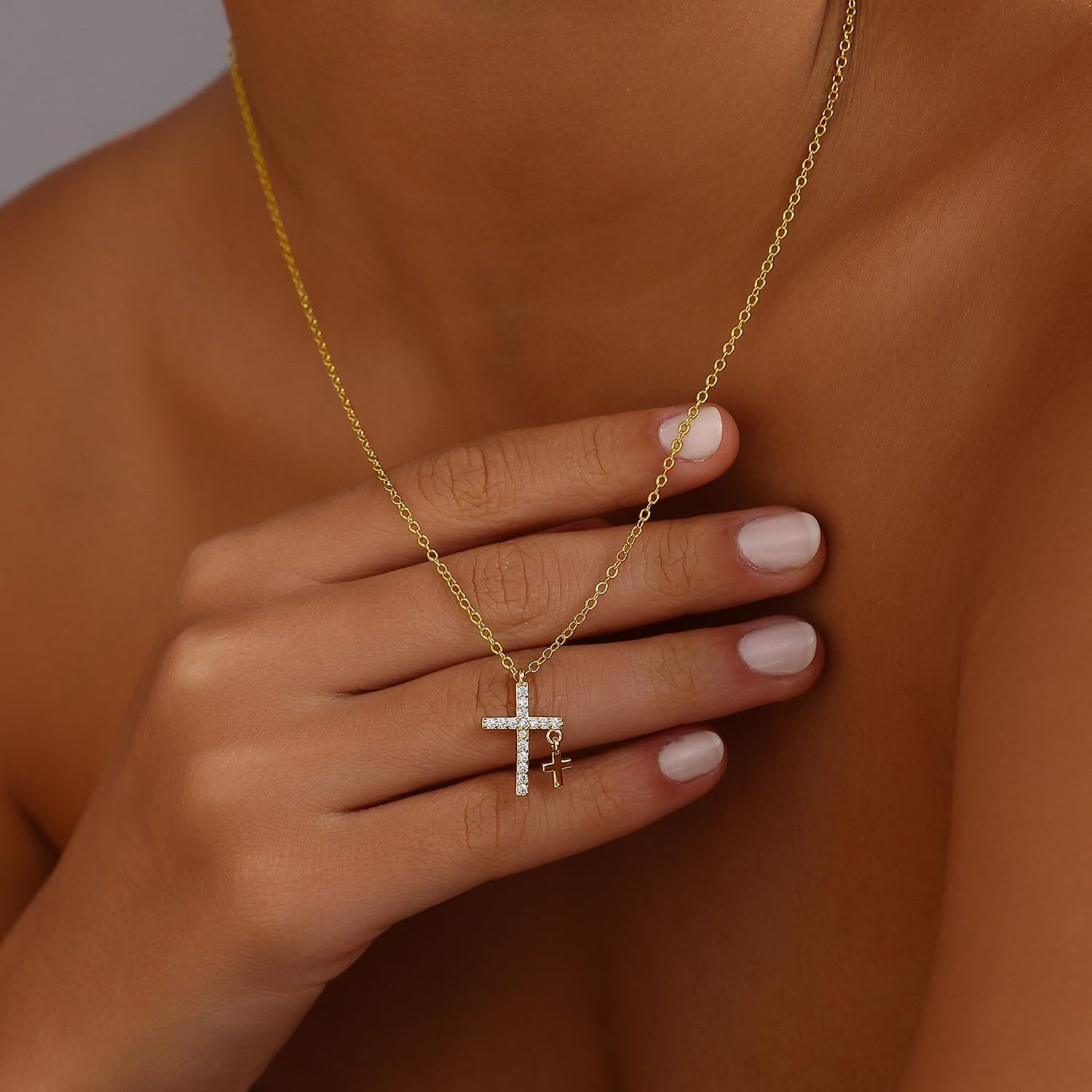 Gold Cross Necklaces for Women Trendy,Dainty Gold Necklace 14K Gold Plated Cross