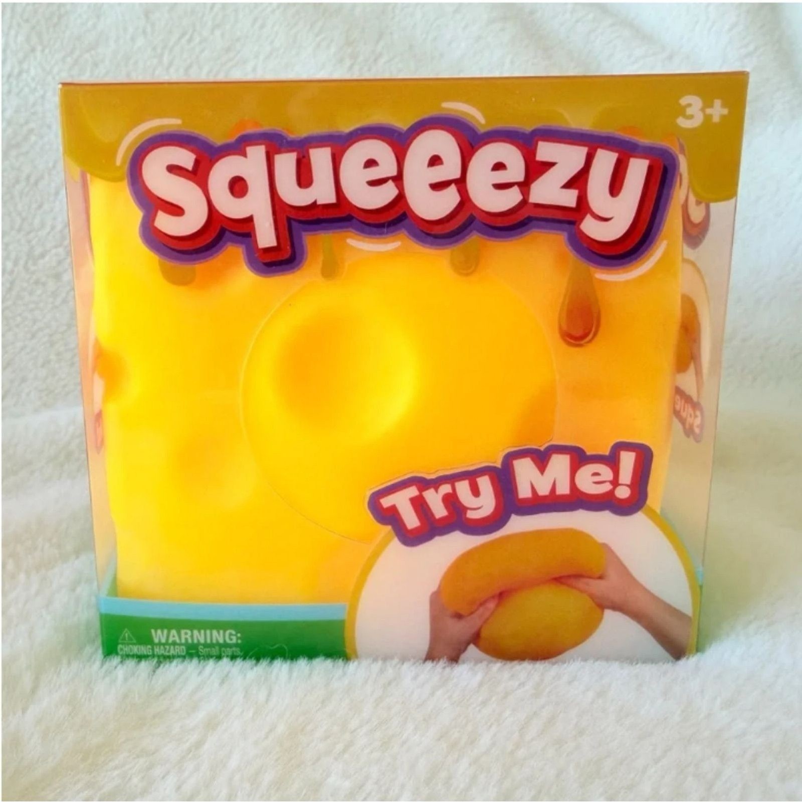 Sunny Days Squeezy Cheese Block Bright Yellow Jumbo Squishy Stress Ball Poke