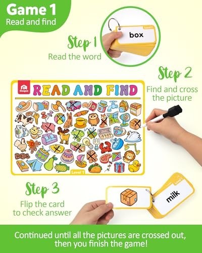 220 Educational Activity Cards for Kids – Dry Erase Busy Book & Flashcards, Mont