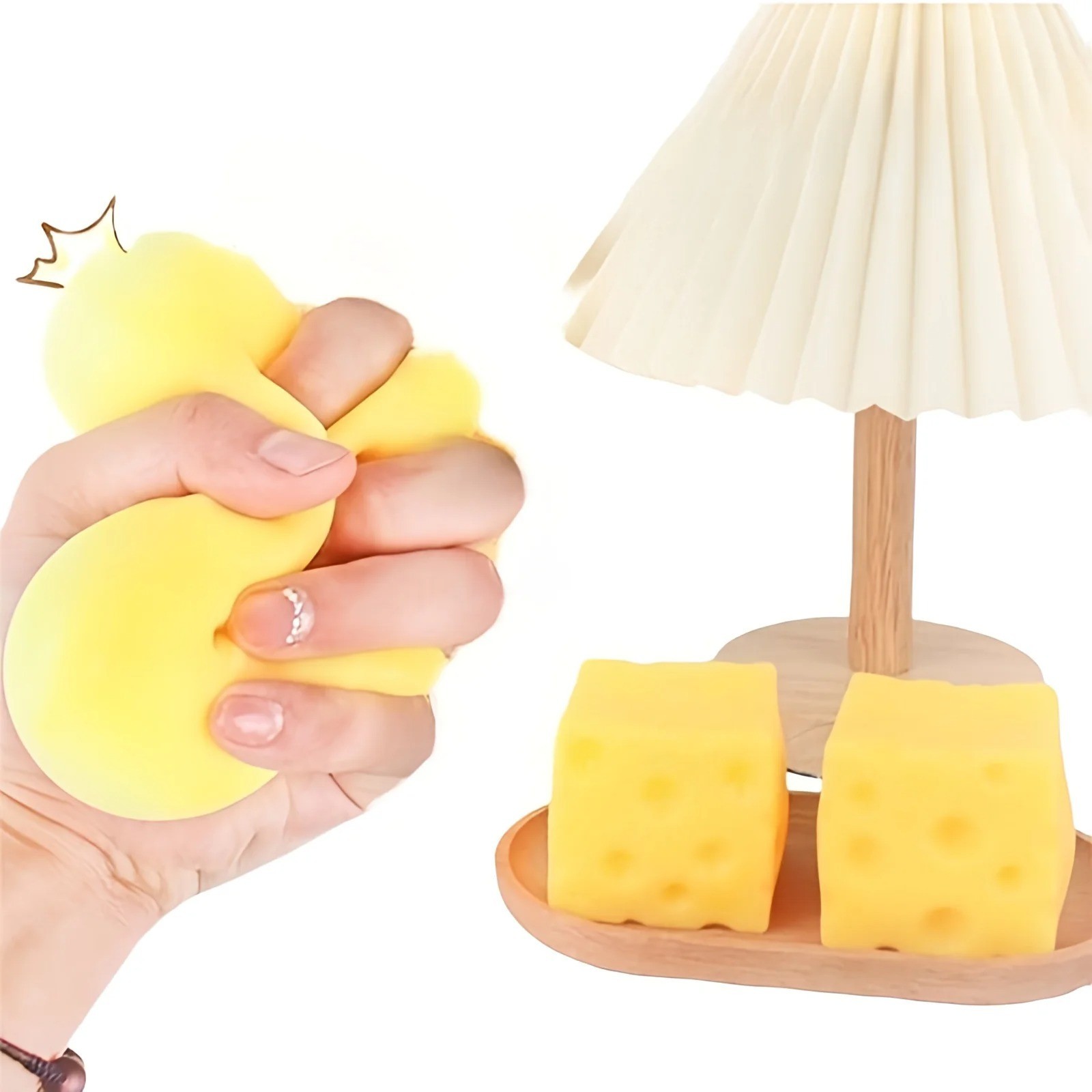 2Pcs Square Cheese Squeeze Toys Slow Rebound Push Stress Relief Sensory Toy