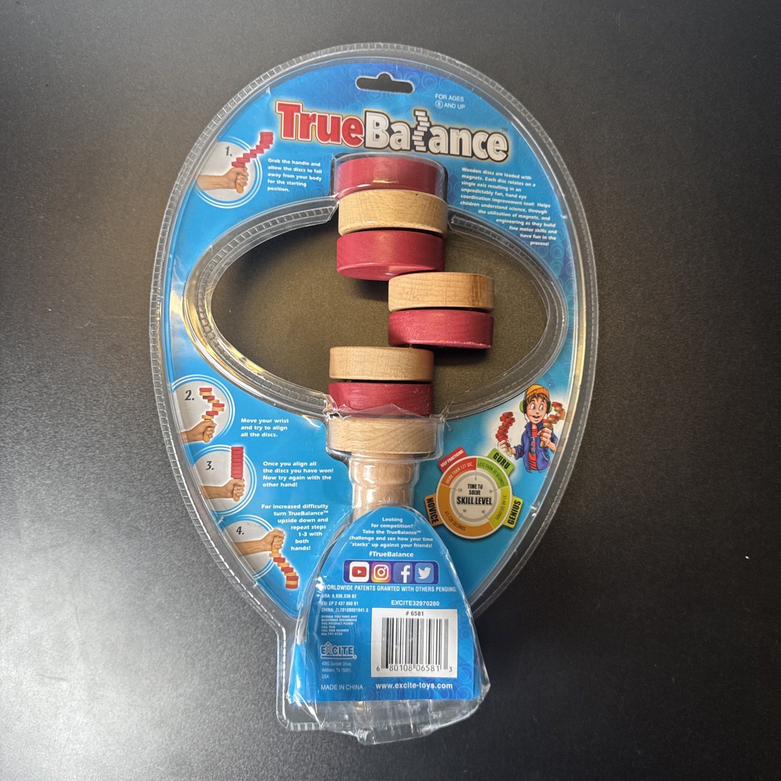 True Balance Handheld Wooden Coordination Puzzle Toy by Excite STEM NOB Clean