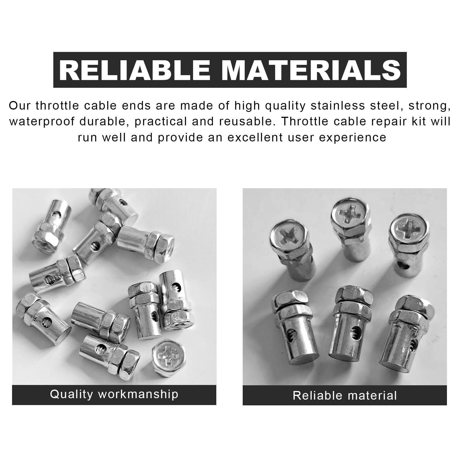 Wevdn 20 Pcs Throttle Brake Cable Ends, 1/8″ Stop Clamp Clutch Lock, Silver
