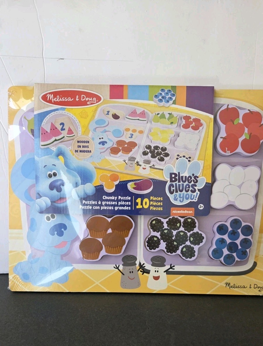 Melissa & Doug Blues Clues Wooden Chunky Puzzle Fridge Food 10 Pc Toddler NEW