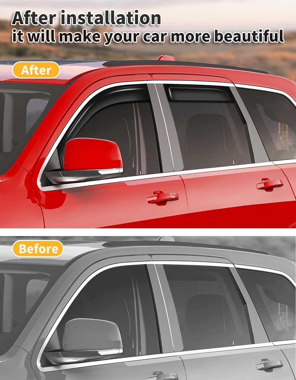 in-Channel Window Rain Guards Fit for Jeep Grand Cherokee(Limited) 2011-2021 Ext
