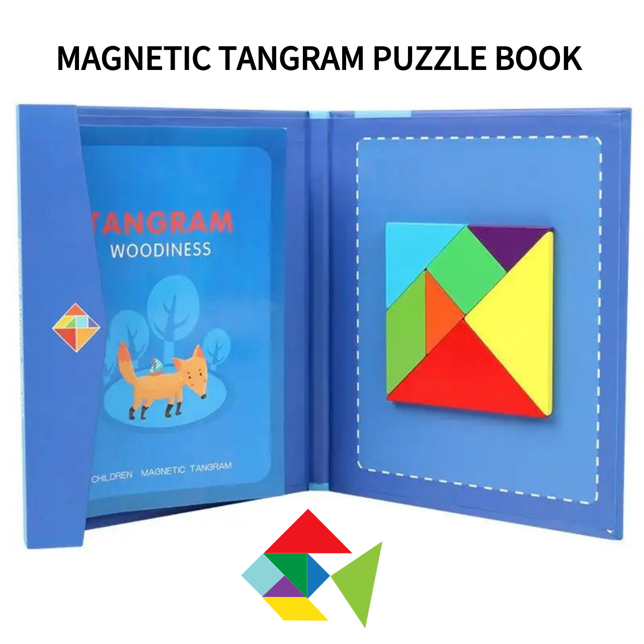 Children Wooden Magnetic Tangram Puzzle Game Toy Educational Book Kids Gift Toy