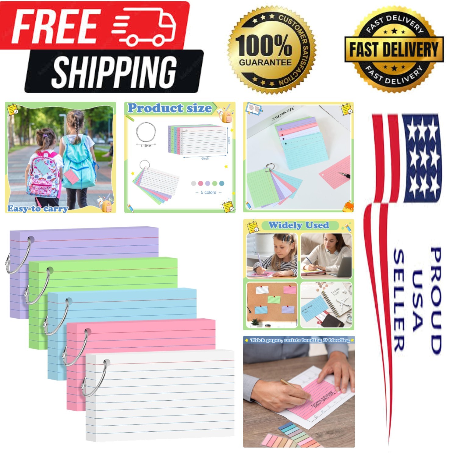 150 Pack Heavyweight Lined Note Cards – 4×6 Index Cards for Study and Organize