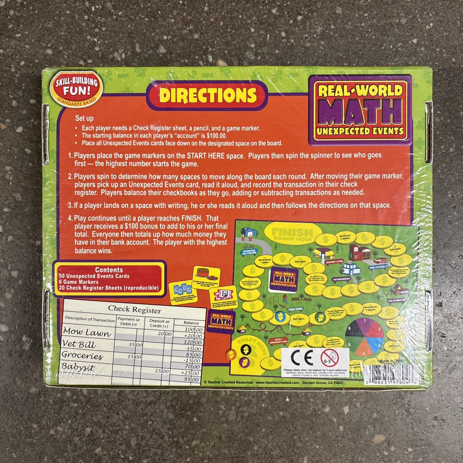 Teacher Created Resources Real World Math Unexpected Events Game NEW