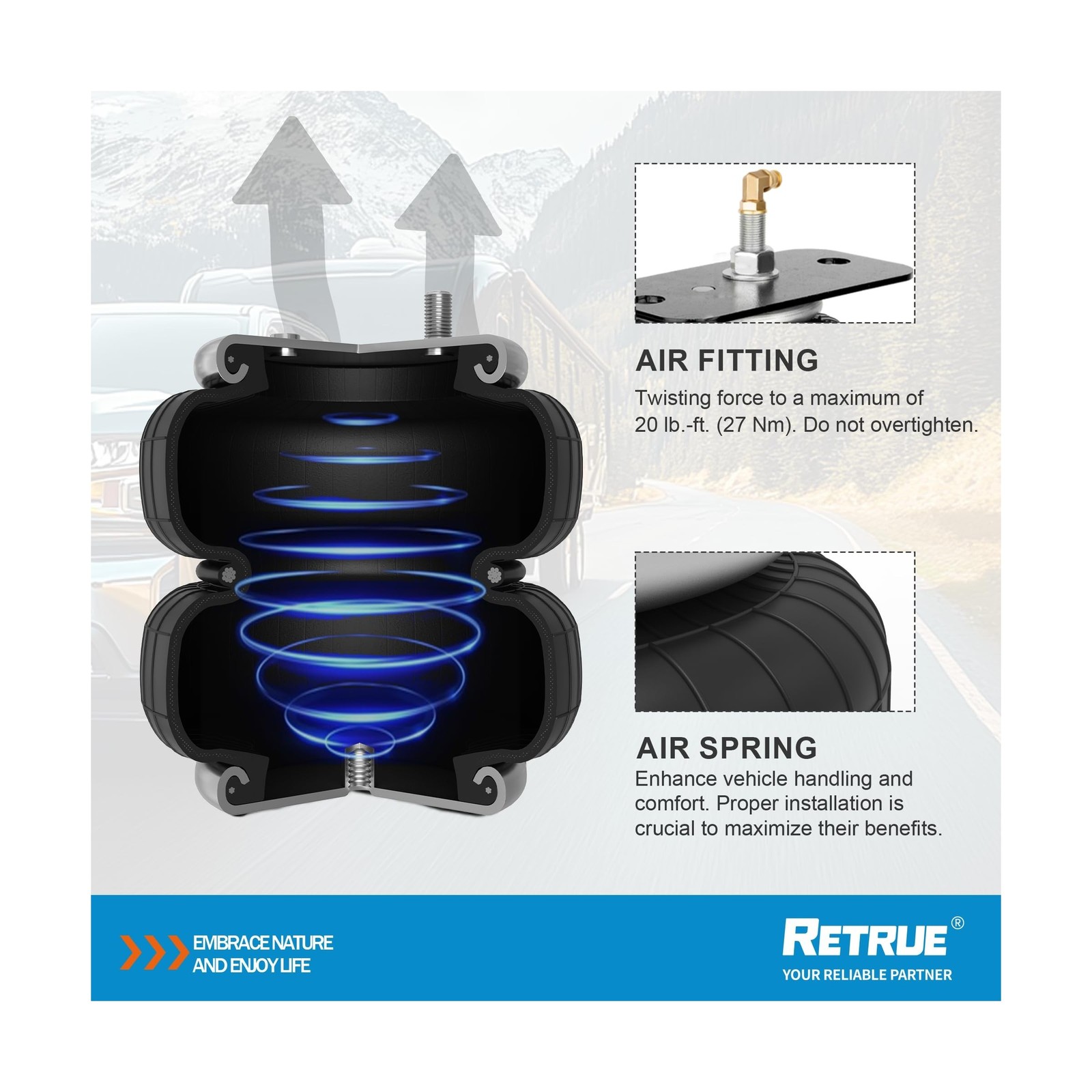 RETRUE Rear Air Bags Suspension Kit for Toyota Tundra 2007-2021 Truck Towing,…