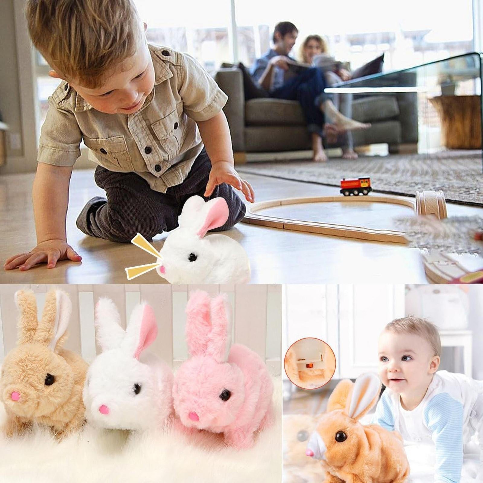 Electric Plush Rabbit Hopping Jumping Interactive Bunny Robot Toy Easter Gift