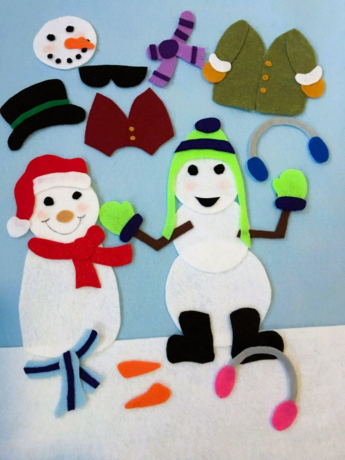 Let’s Build a Snowman Winter Fun Sample Set for Felt or Flannel Board Play