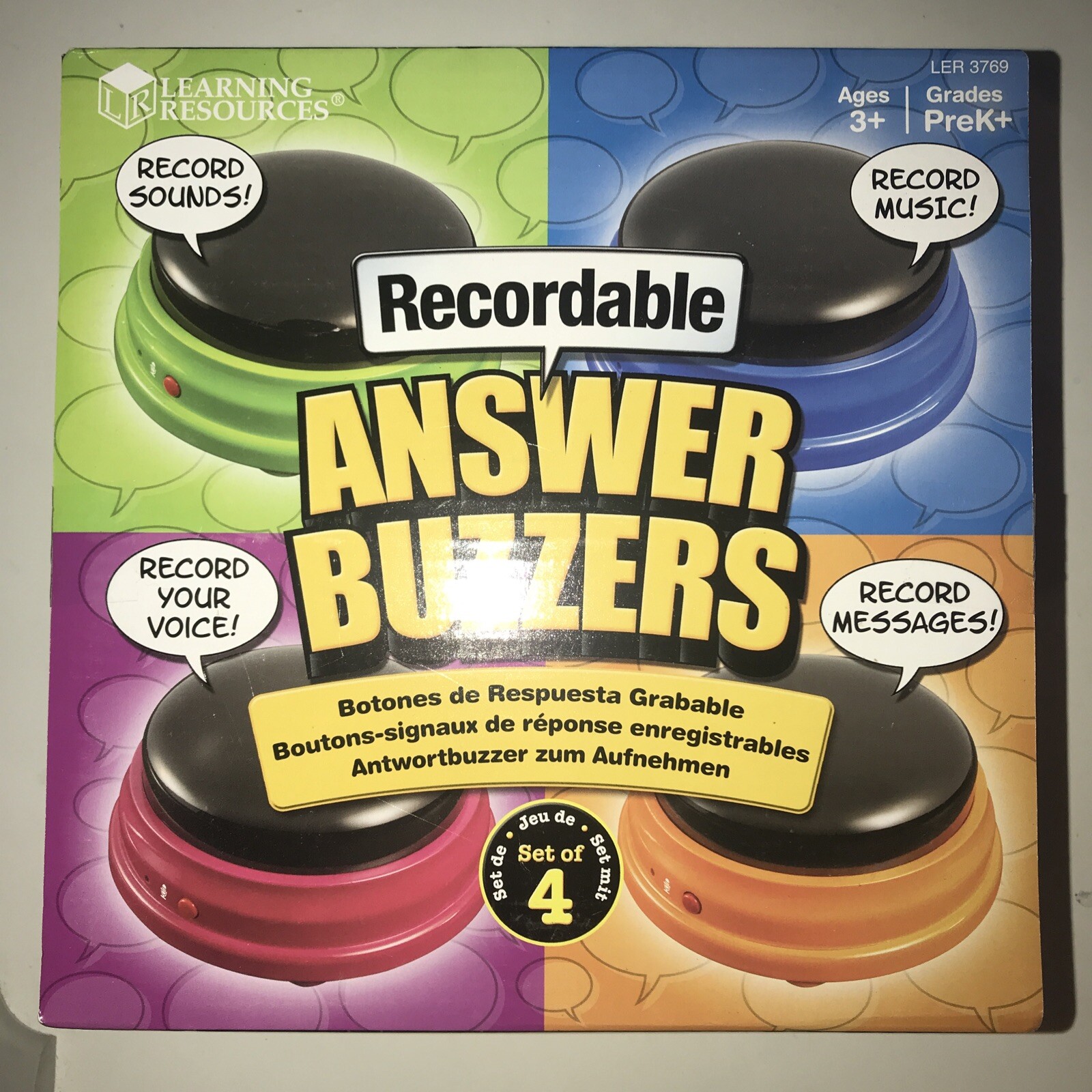 4 Boxes New Learning Resources Recordable Answer Buzzers (16) Subject: Learning