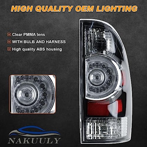 Tail Light Assembly Compatible With 2005-2015 Black Housing with Clear Lens