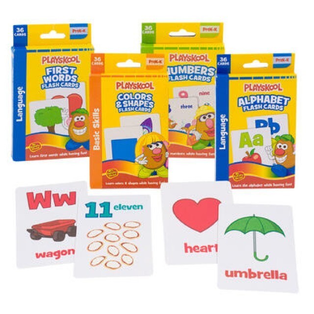 Playskool Flash Cards Alphabet, First Words, Shapes Colors, Numbers, PreK 4-Pack