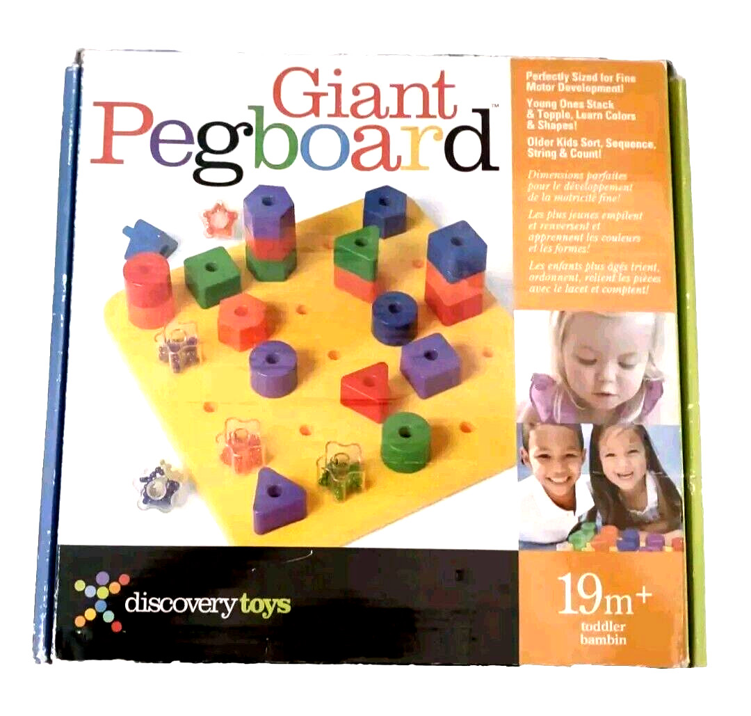 Vintage Discovery Toys Giant Pegboard in Box 20 Circles 5 Clear Stars 11 Cards