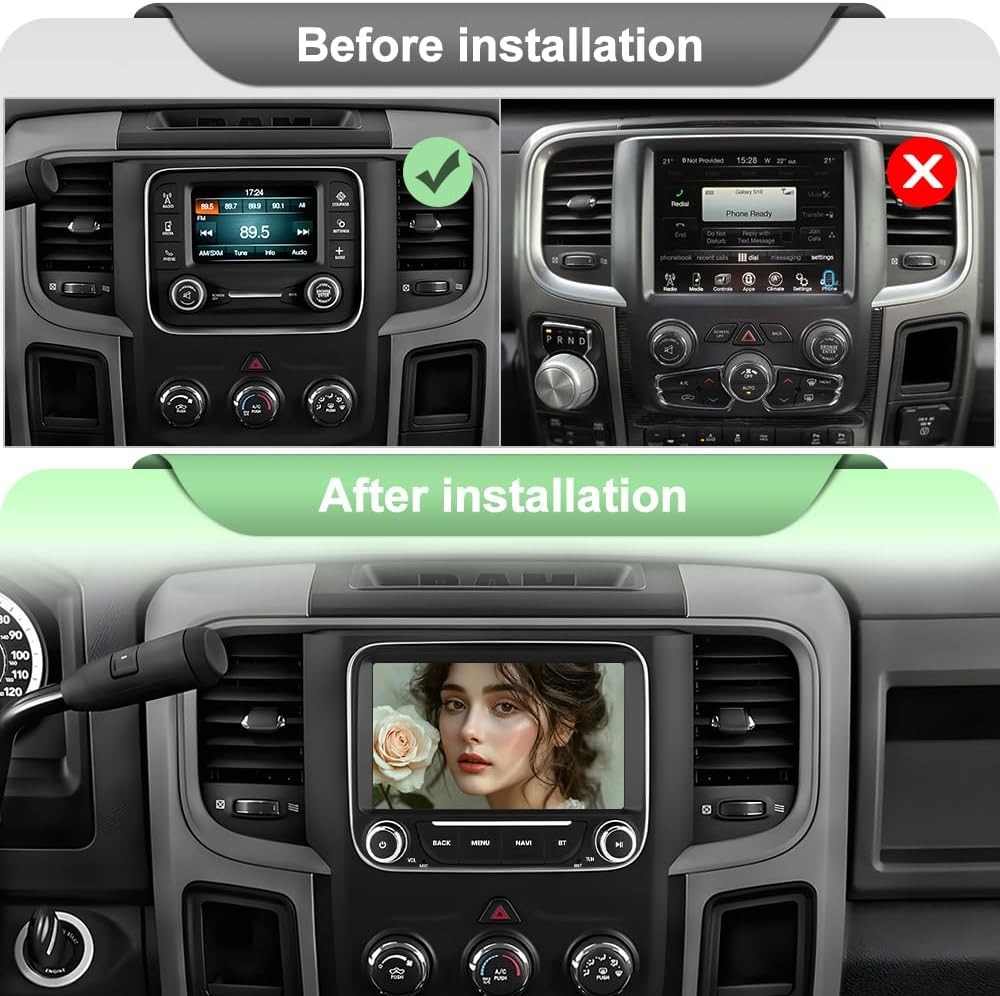 Car Radio Upgrade for Dodge RAM 1500 2500 3500 2013 2014 2015 2016 2017 2018,…