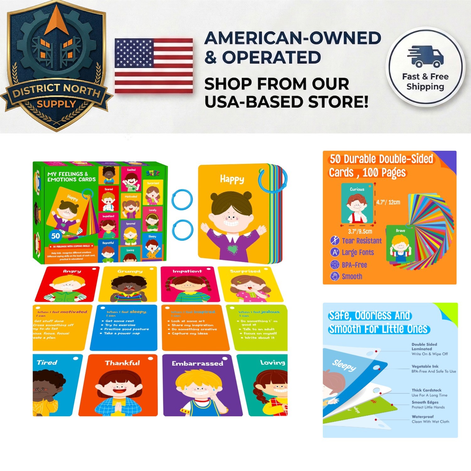 Engaging Emotions Flashcards Set: 50 Cartoon Faces & Coping Skills for Children