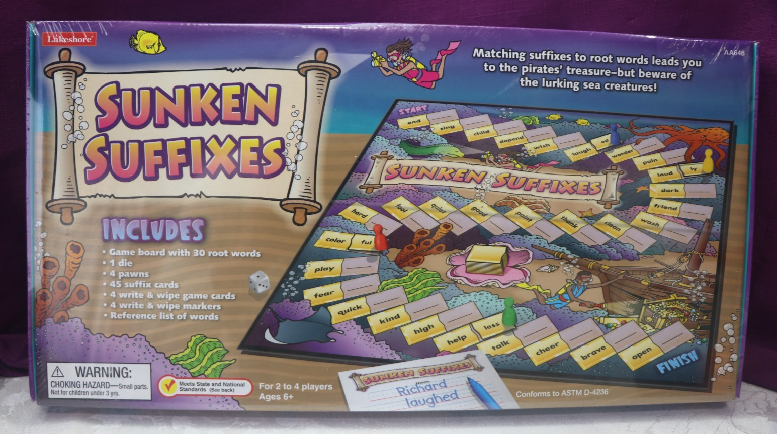 Lakeshore Sunken Suffixes Vocabulary Educational Learning Game AA646 NEW SEALED