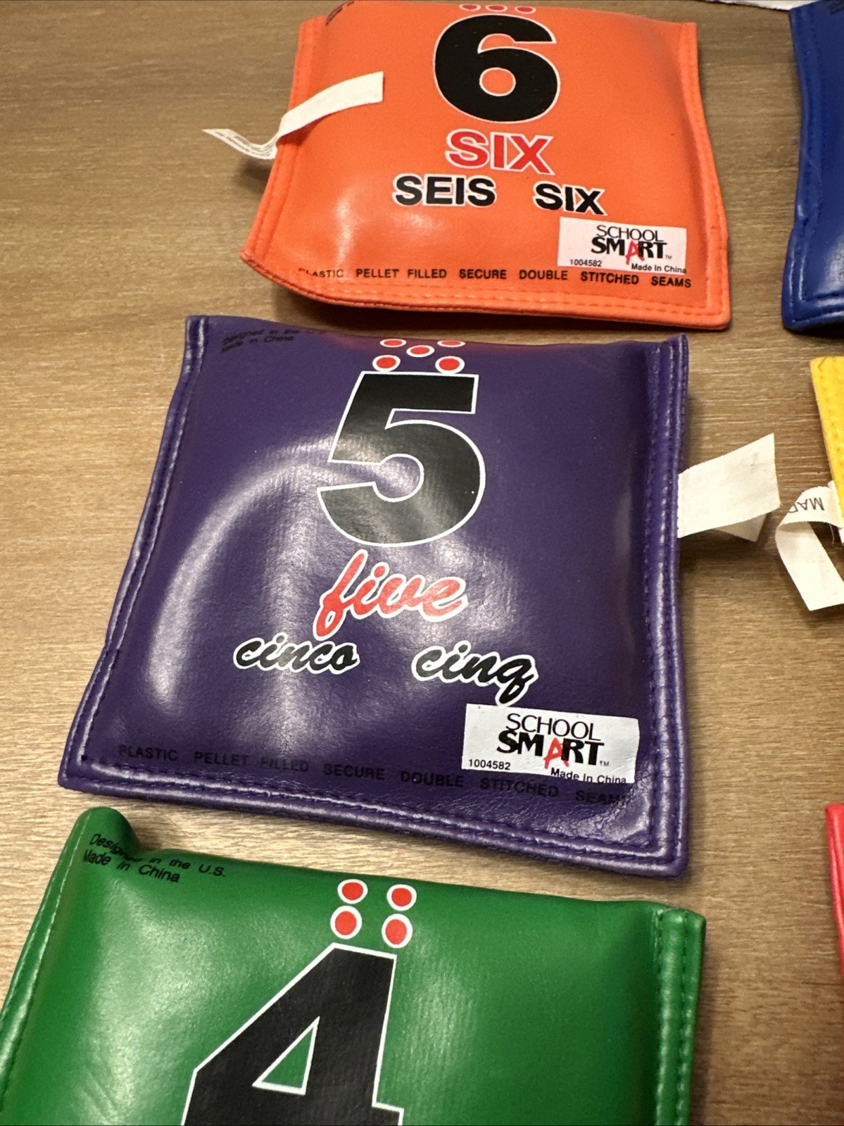 School Specialty Numbers 0-6 Multi Lingual Vinyl Bean Bags Multi Color