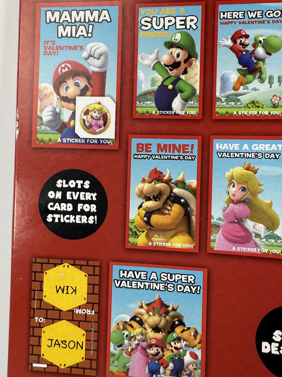 Super Mario Valentines 32 Cards 32 Stickers Nintendo Kids Classroom Gift 8 Desig
