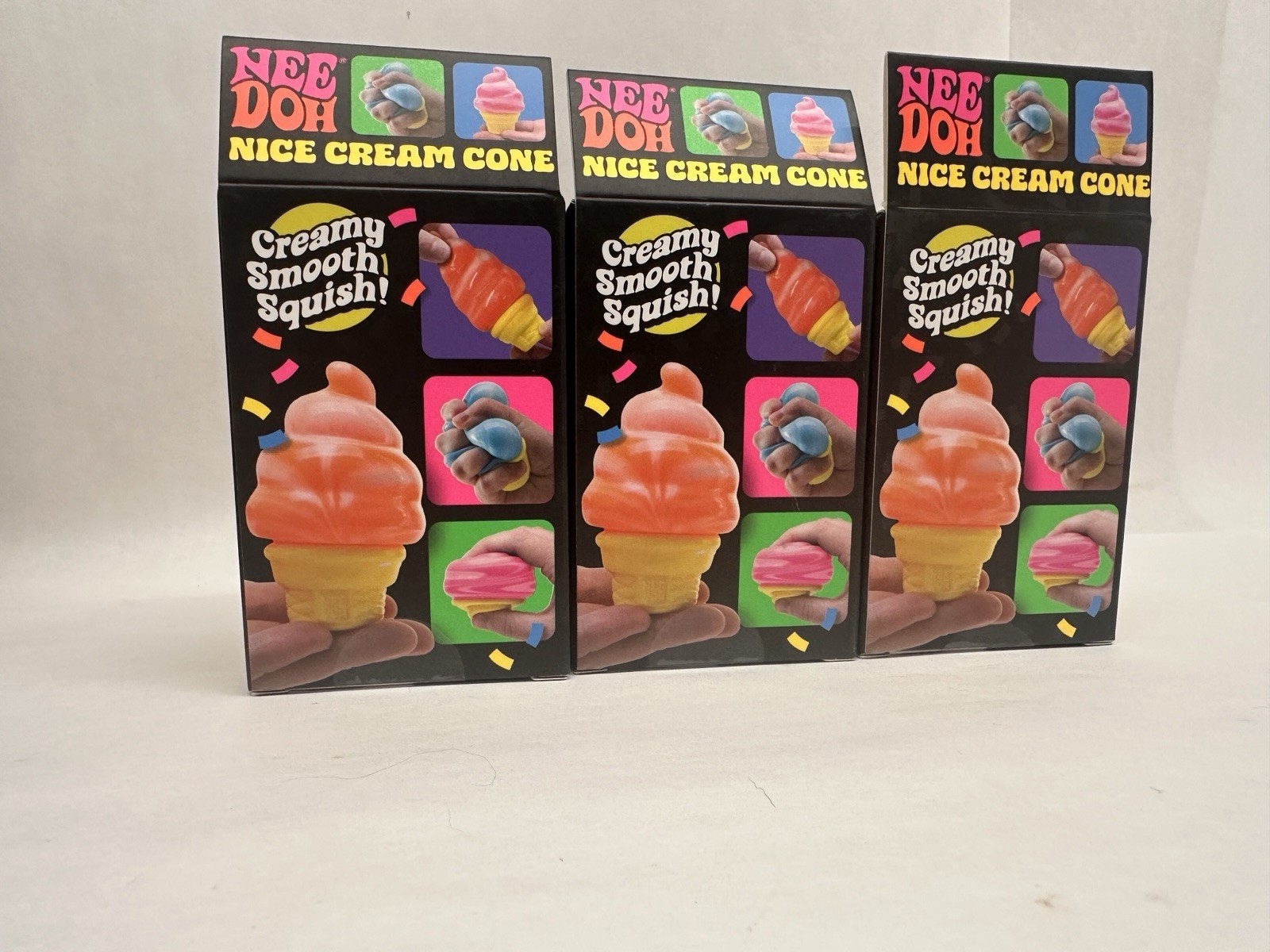 NeeDoh Nice Cream Cone Ice Cream- Set of all 3 colors Pink, Orange, Blue- RARE