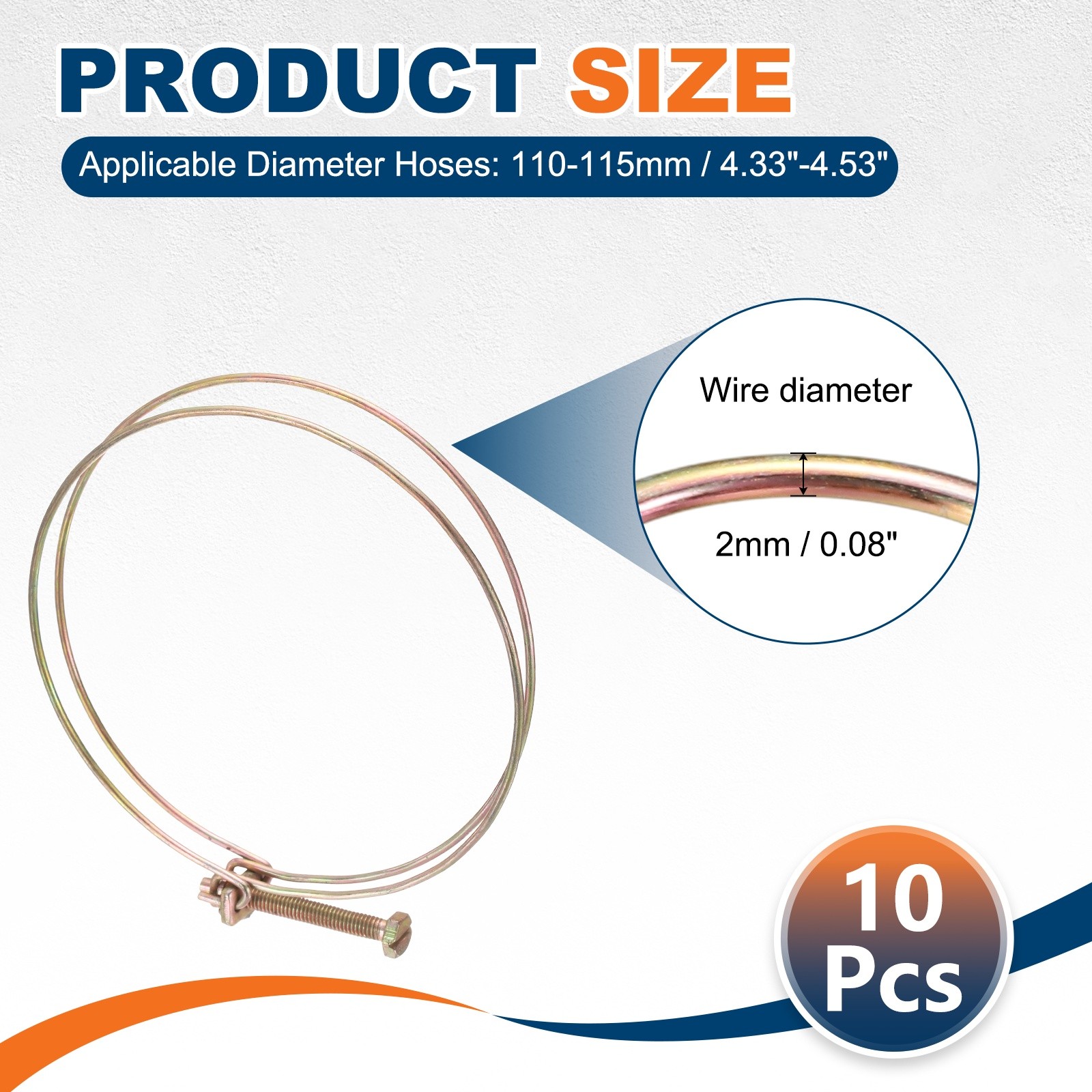 10Pcs 110-115mm Adjustable Double Wire Hose Clamp for Pump Hose