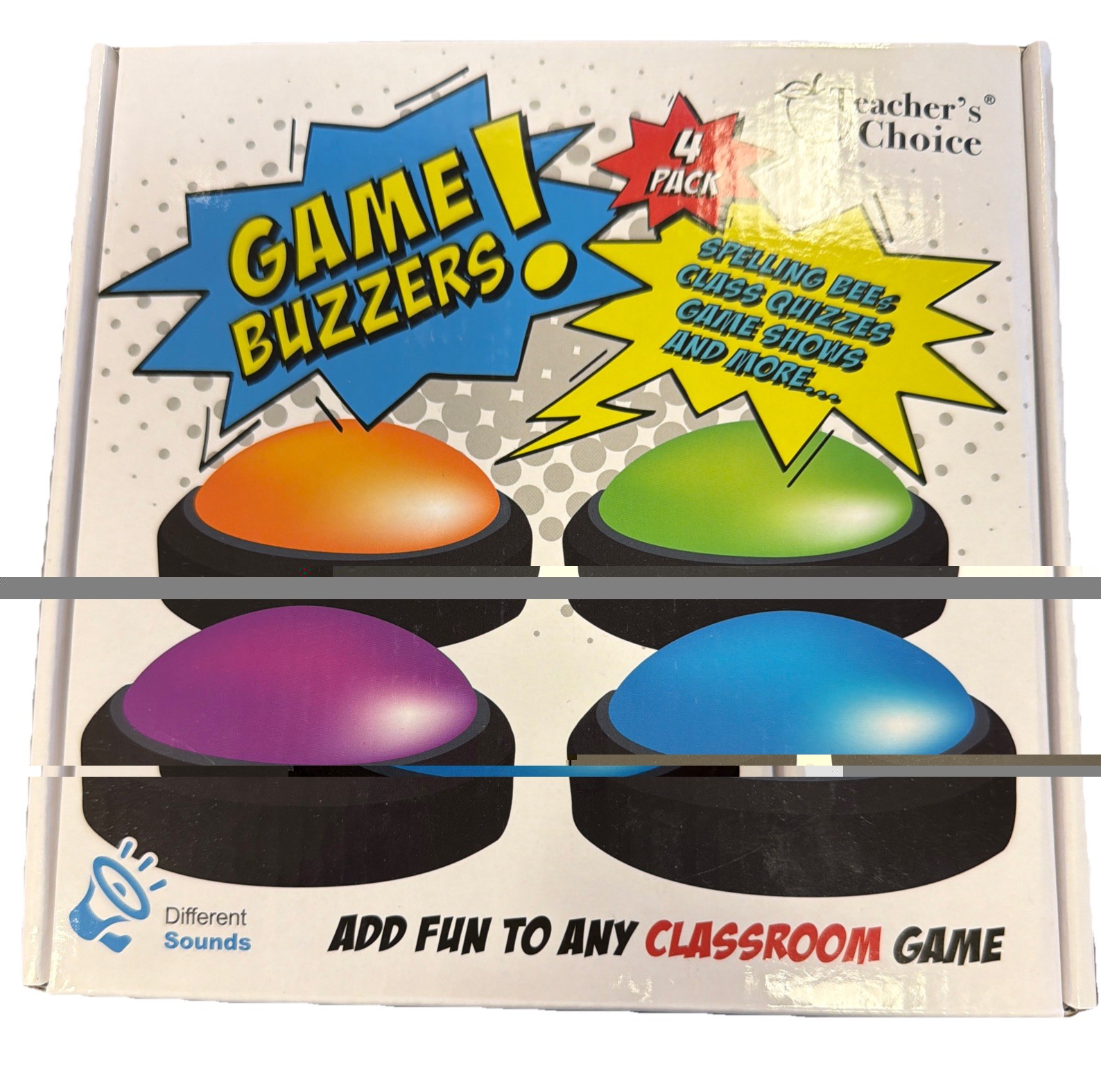 Teacher’s Choice 4 Pack Game Buzzers With Unique Loud Sounds For Each Buzzer