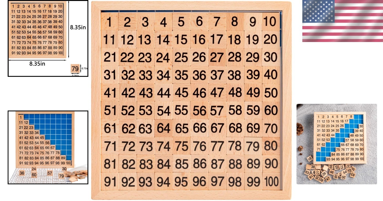 Educational Wooden Counting Board 1-100 with Storage Bag – Perfect for Preschool