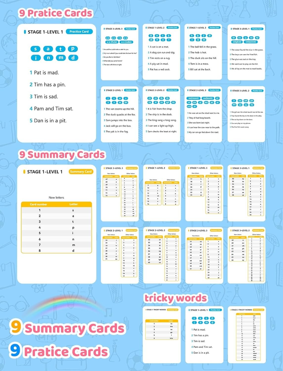 Portable Phonics Flash Cards with Math Games for Home School Learning Ages 3-8