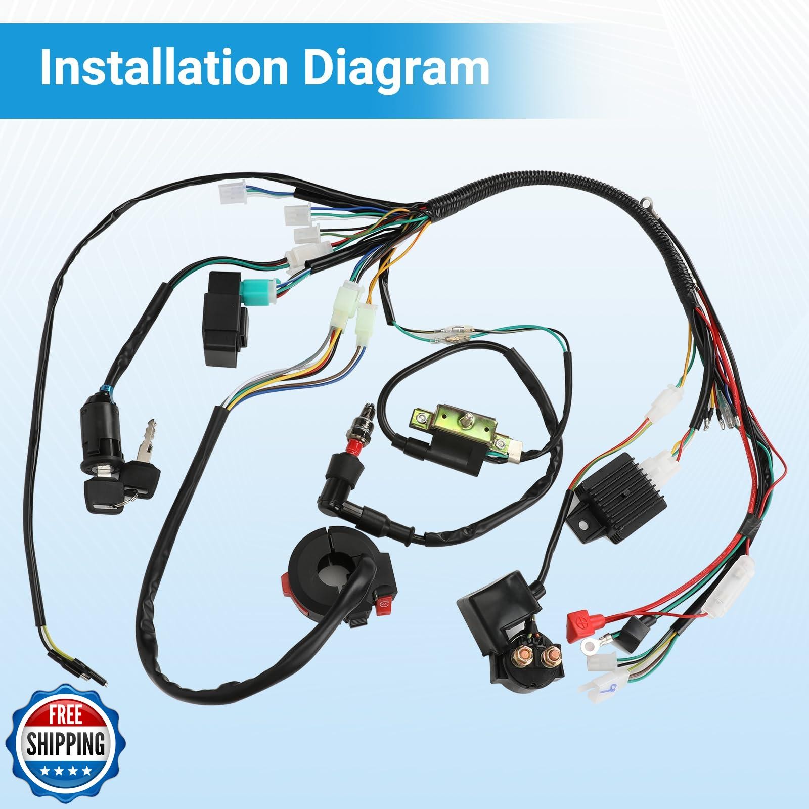 EOPOAYI Electric Wiring Harness Kit Compatible with Taotao Coolster 110cc 125