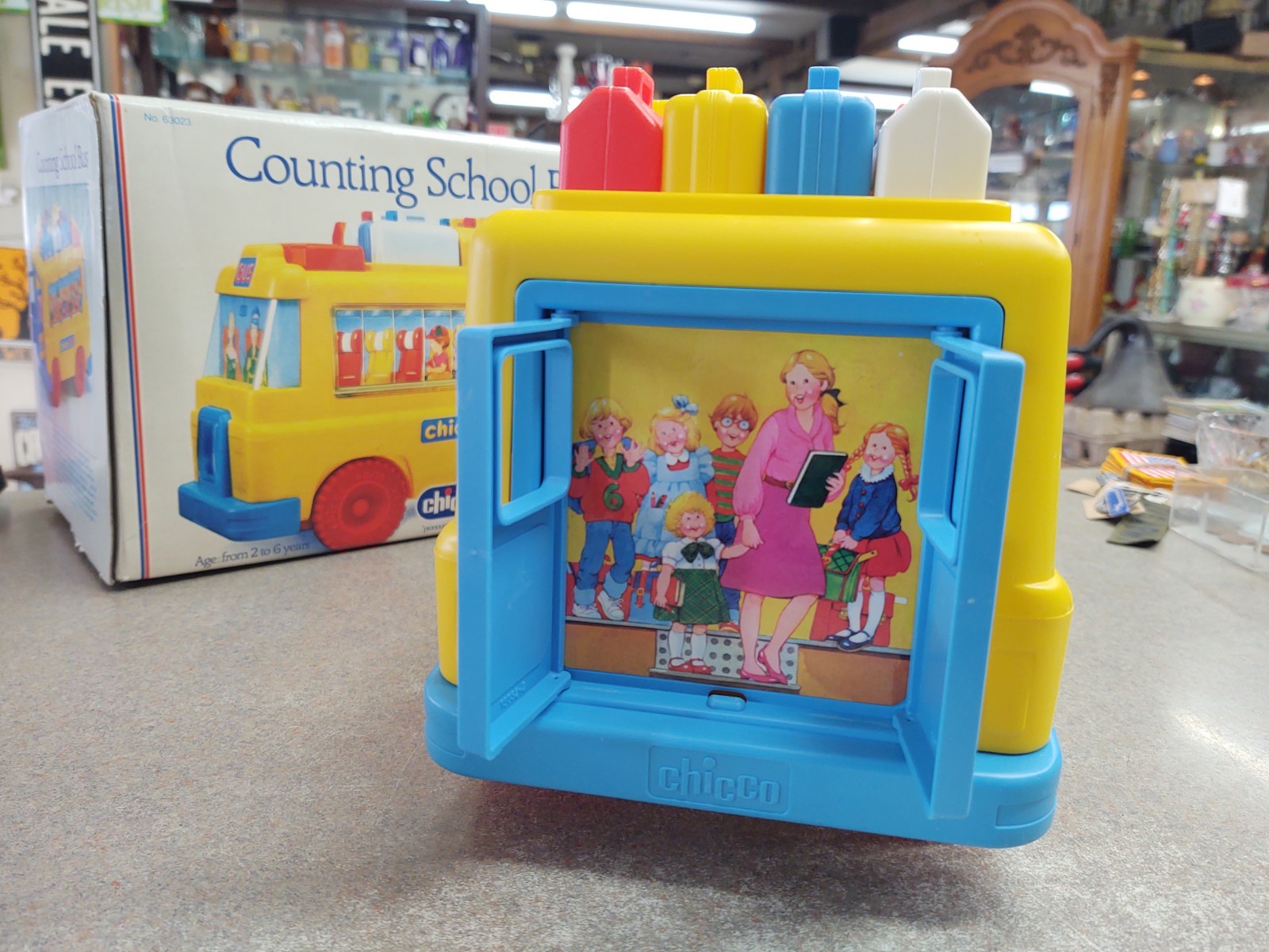 Vintage CHICCO Italy 63023 COUNTING Numbers SCHOOL BUS Complete – Original Box