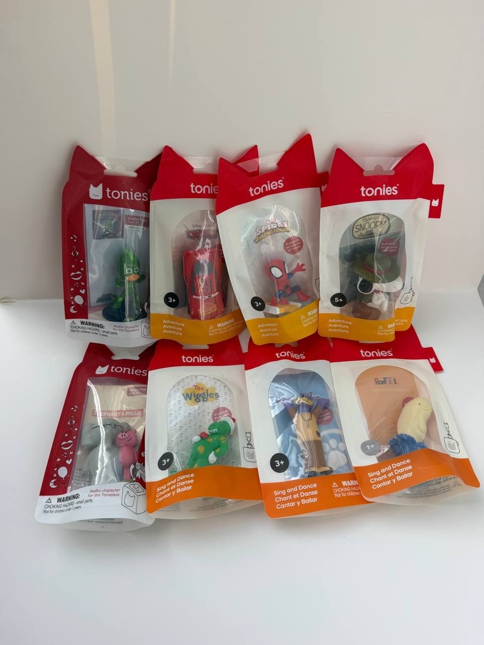Tonies Snoopy, Raffi, Spidey, PJ Masks, Cars, Wiggles and more bundle