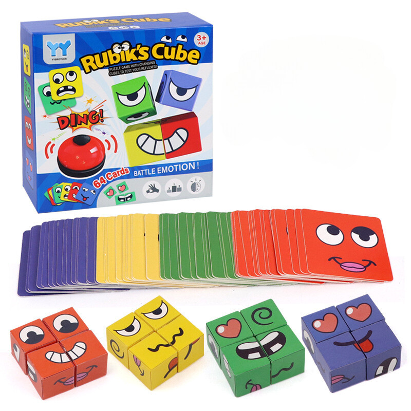 Face Changing Puzzle Building Cubes Interaction Toy Cube Board Game Kids