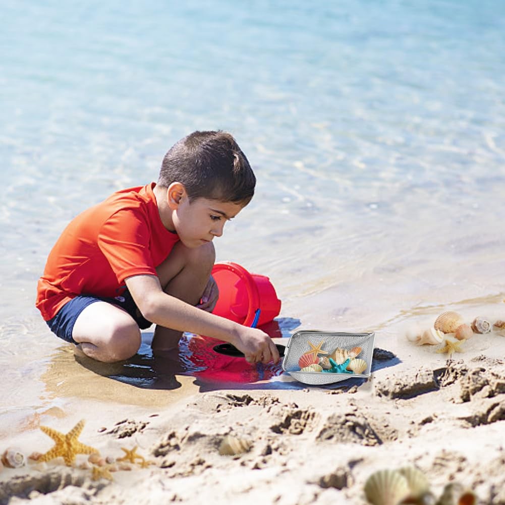 Beach Mesh Shovel and Shell Bag Set, Kids Sand Filter Scooper Toys – 10 inch