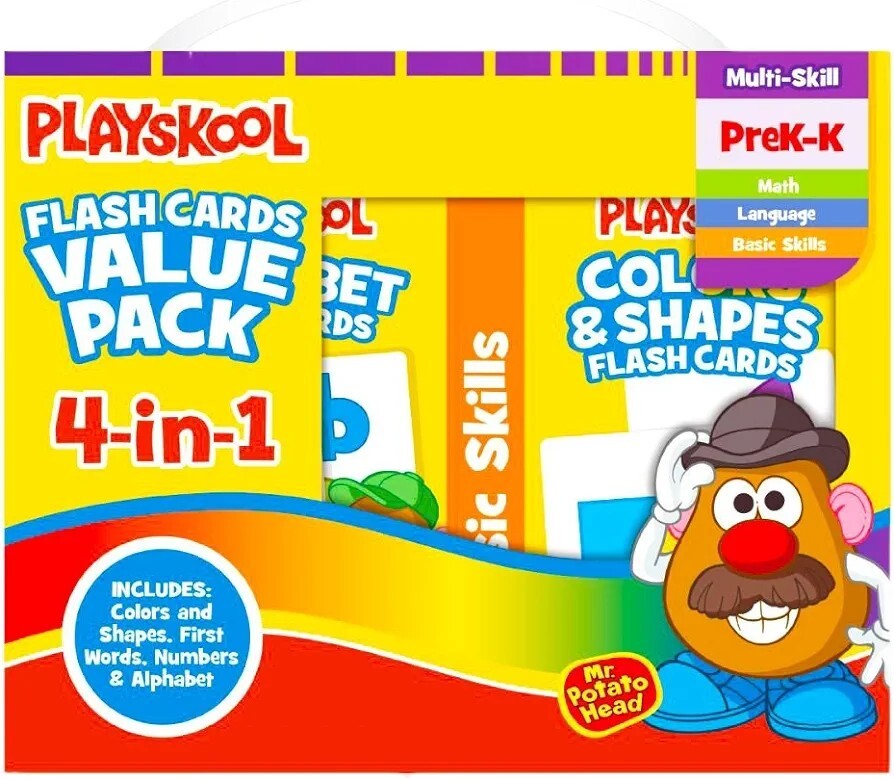 Playskool Flash Cards Alphabet, First Words, Shapes Colors, Numbers, PreK 4-Pack
