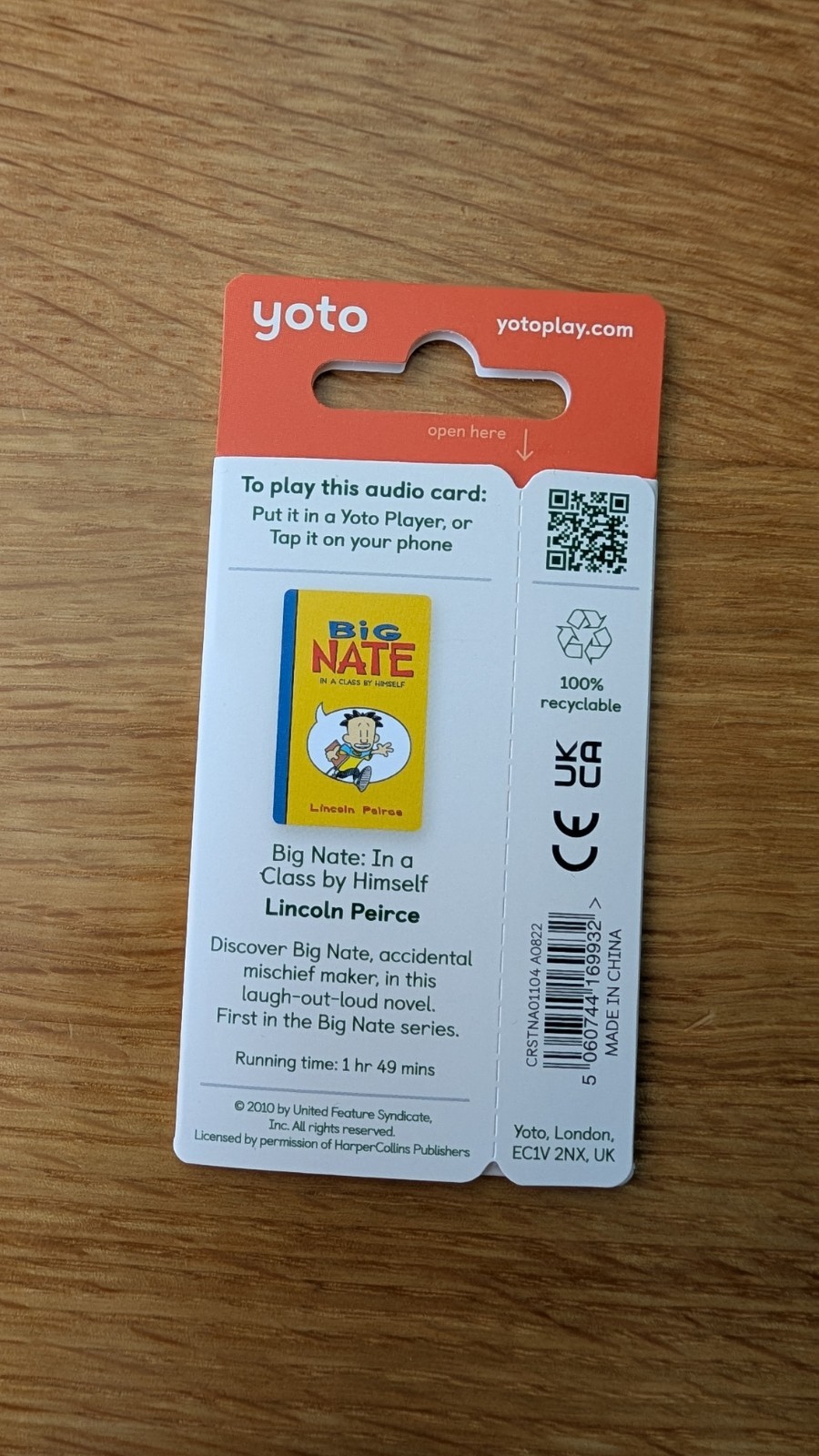 Big Nate Yoto Discontinued Card