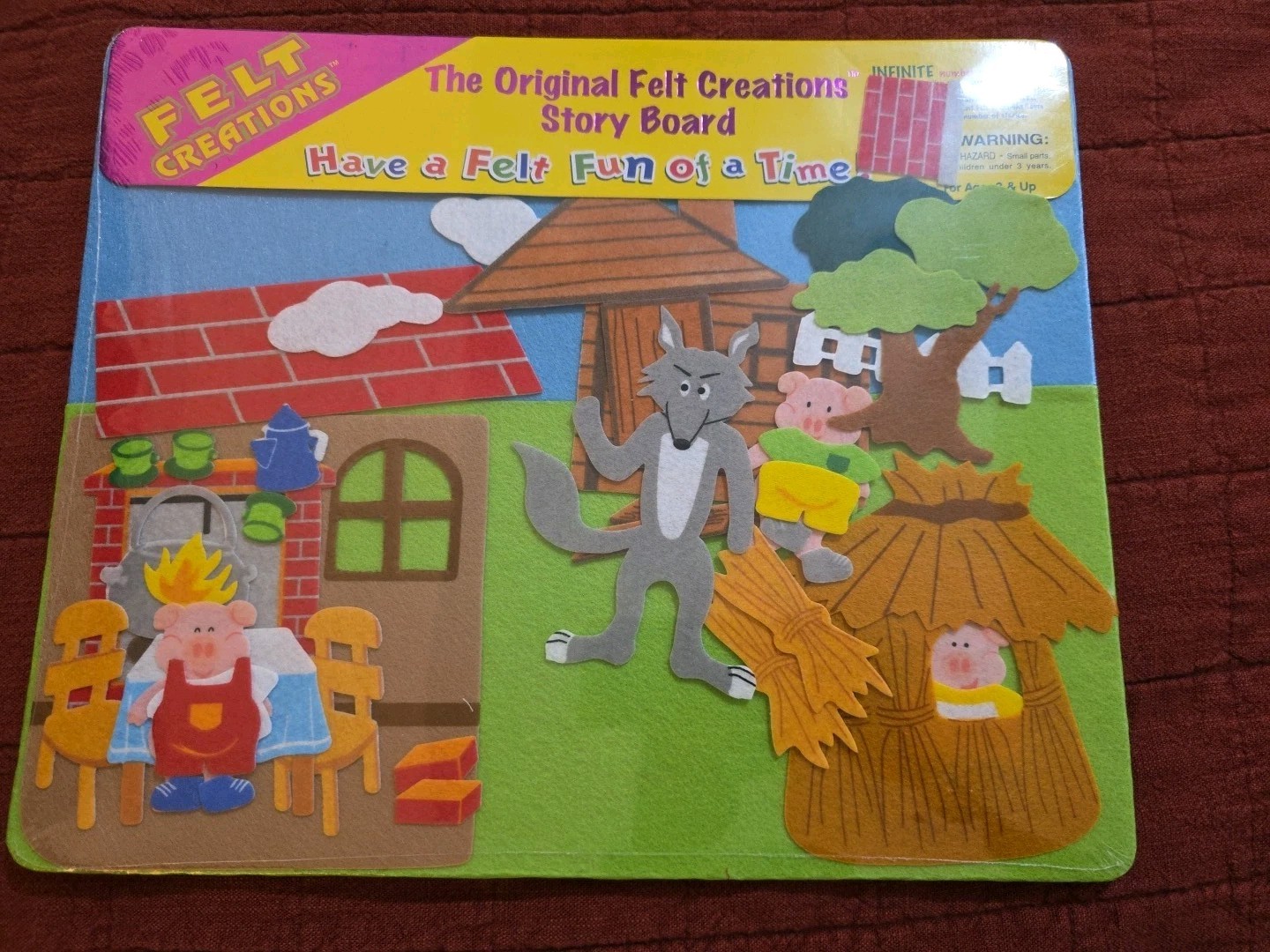 Felt Creations Story Board Three Little Pigs Original New! Hard To Find! Cute!