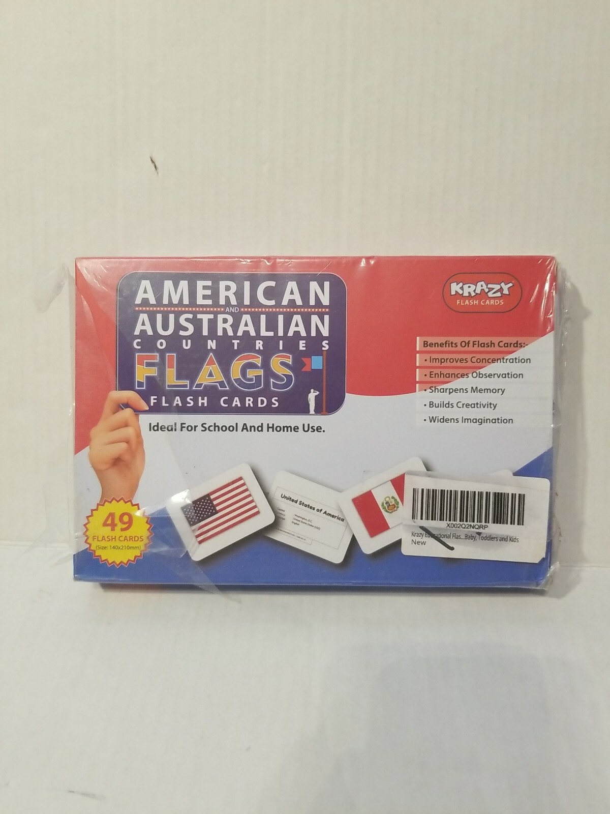 Krazy Flash Cards Educational American & Australian Flags 49 Flash Cards…