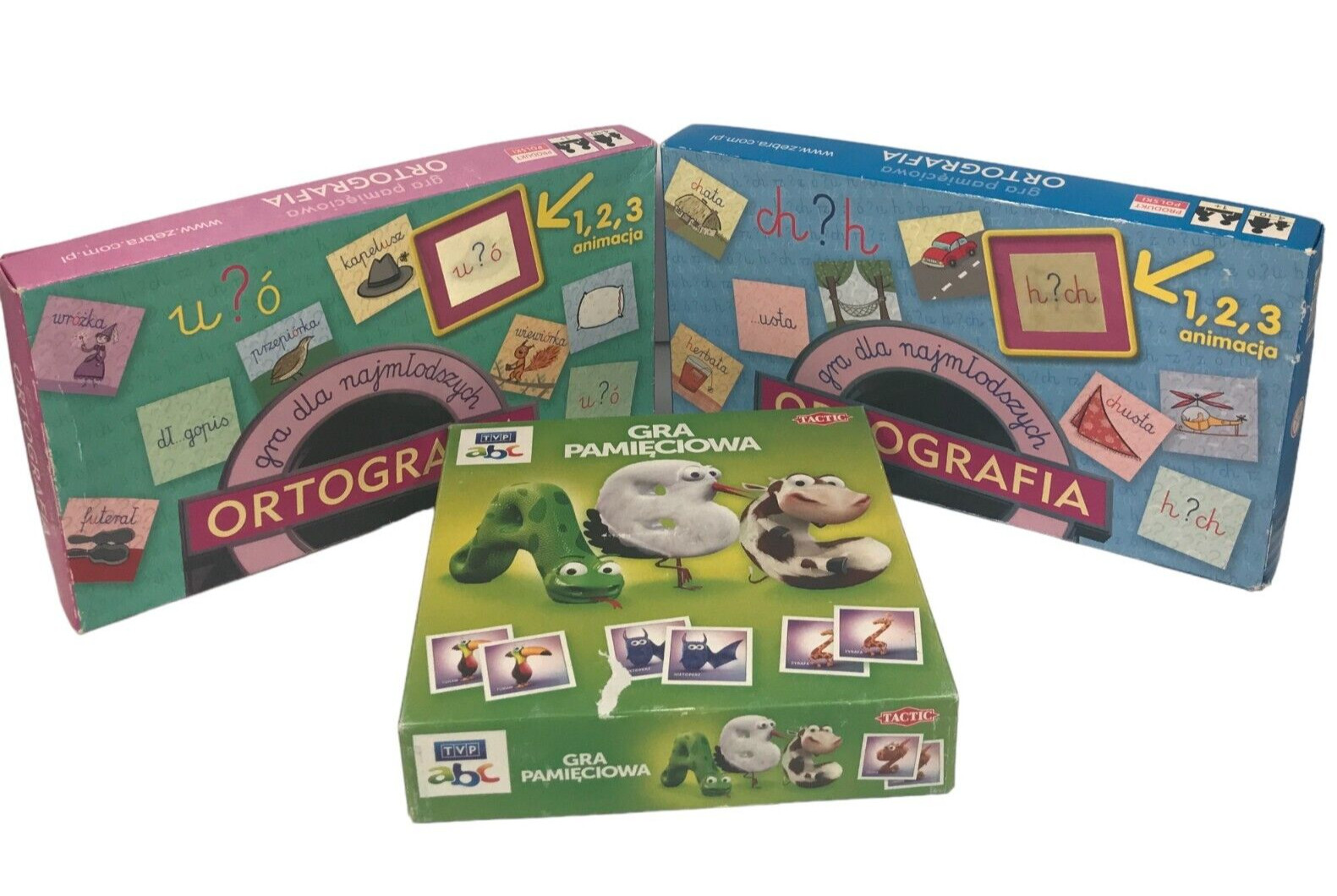 Lot Of 3 Polish Language Gra Pamieciowa Matching Games ABC Ortografia ch?h u?o