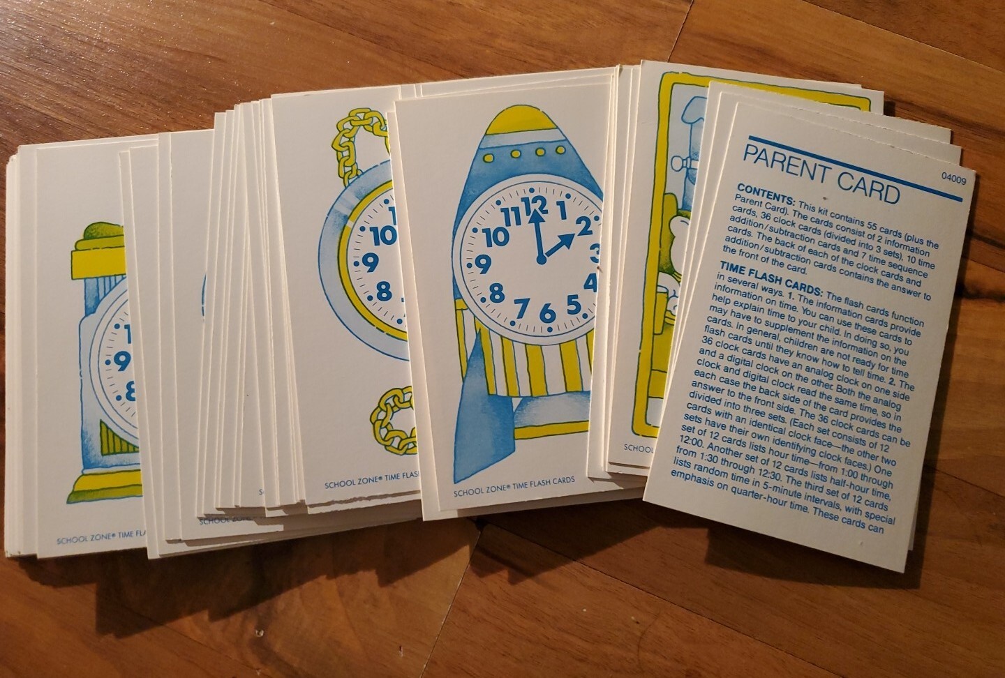 Vintage TIME Flash Cards School Zone USA Telling TIME