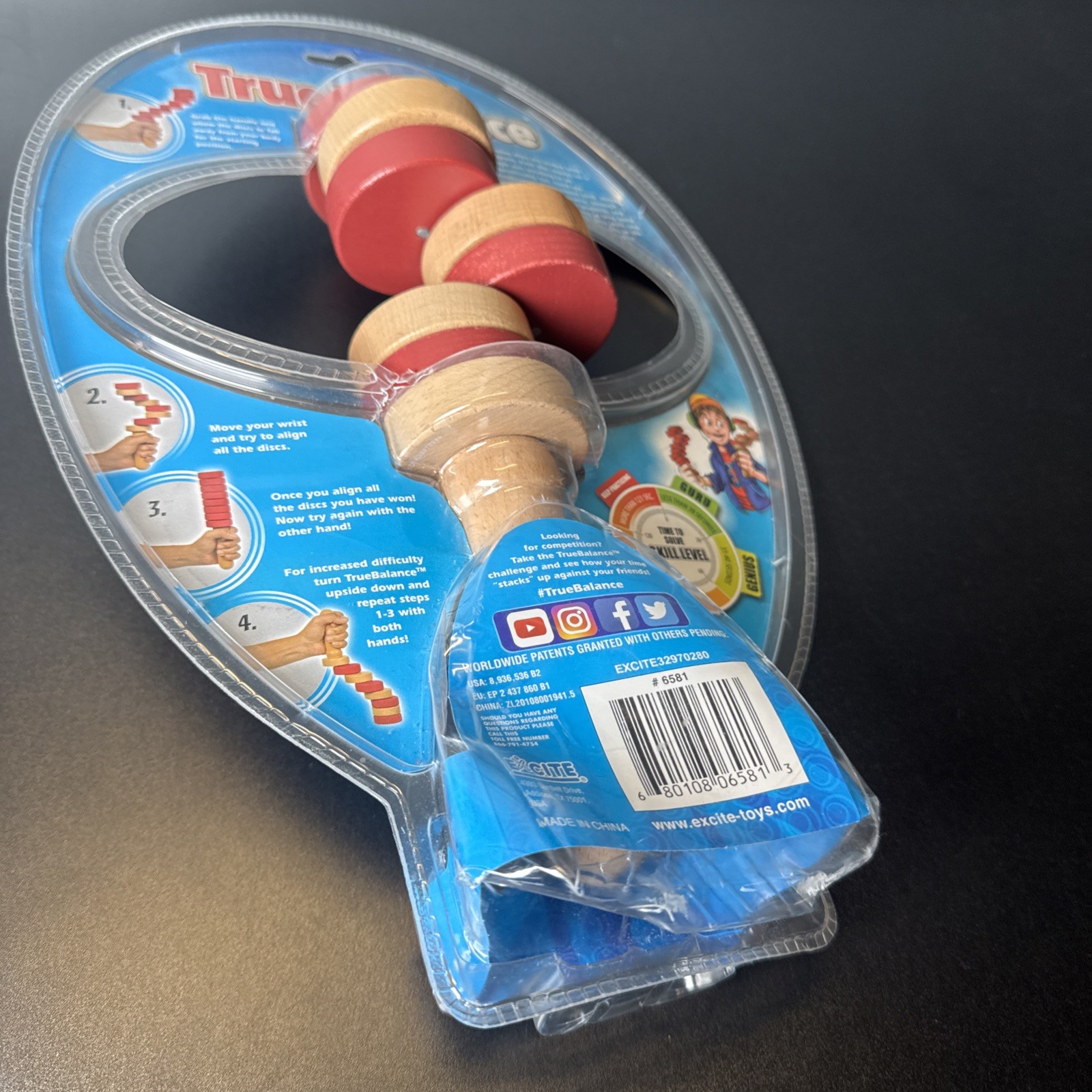 True Balance Handheld Wooden Coordination Puzzle Toy by Excite STEM NOB Clean