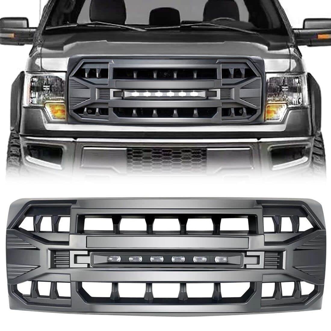 MEGAIE Front Grill F150 2009-2014 Matte Black Bumper Off Road