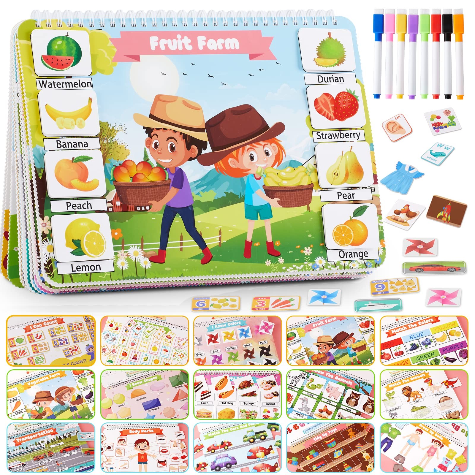 Huijing Toddler Busy Book Montessori Learning Binder 29 Themes Activity