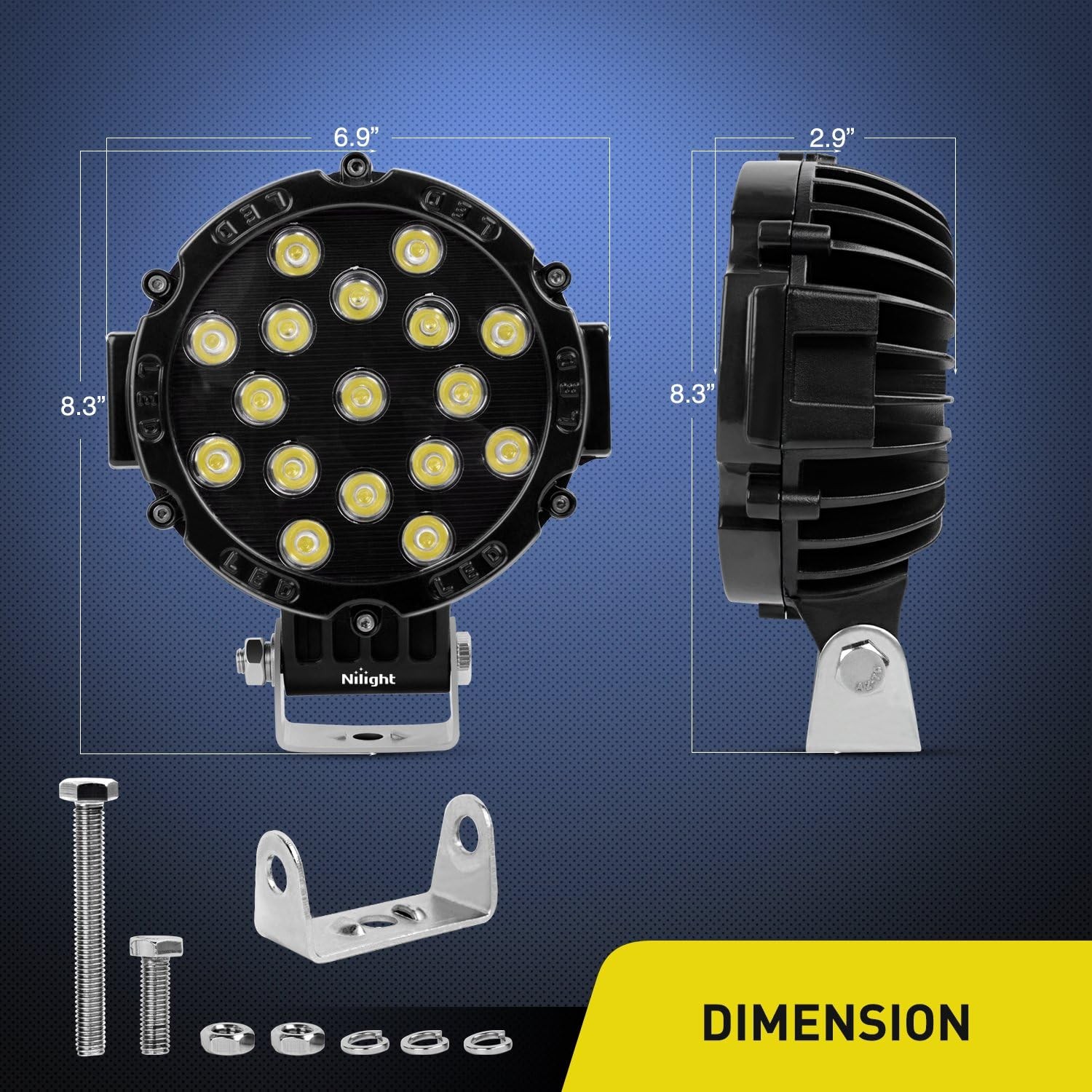 Nilight 7″ LED Light Bar 5100LM 2PCS