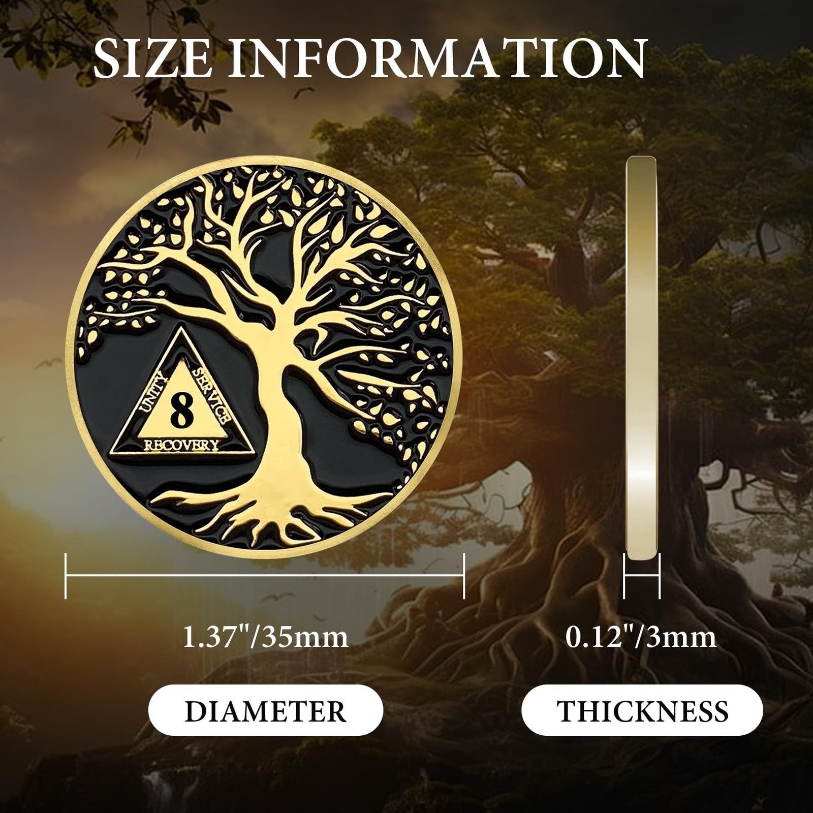 8 Year Sobriety Coins, Tree of Life 8 Year AA Medallions – AA Sobriety Chips …