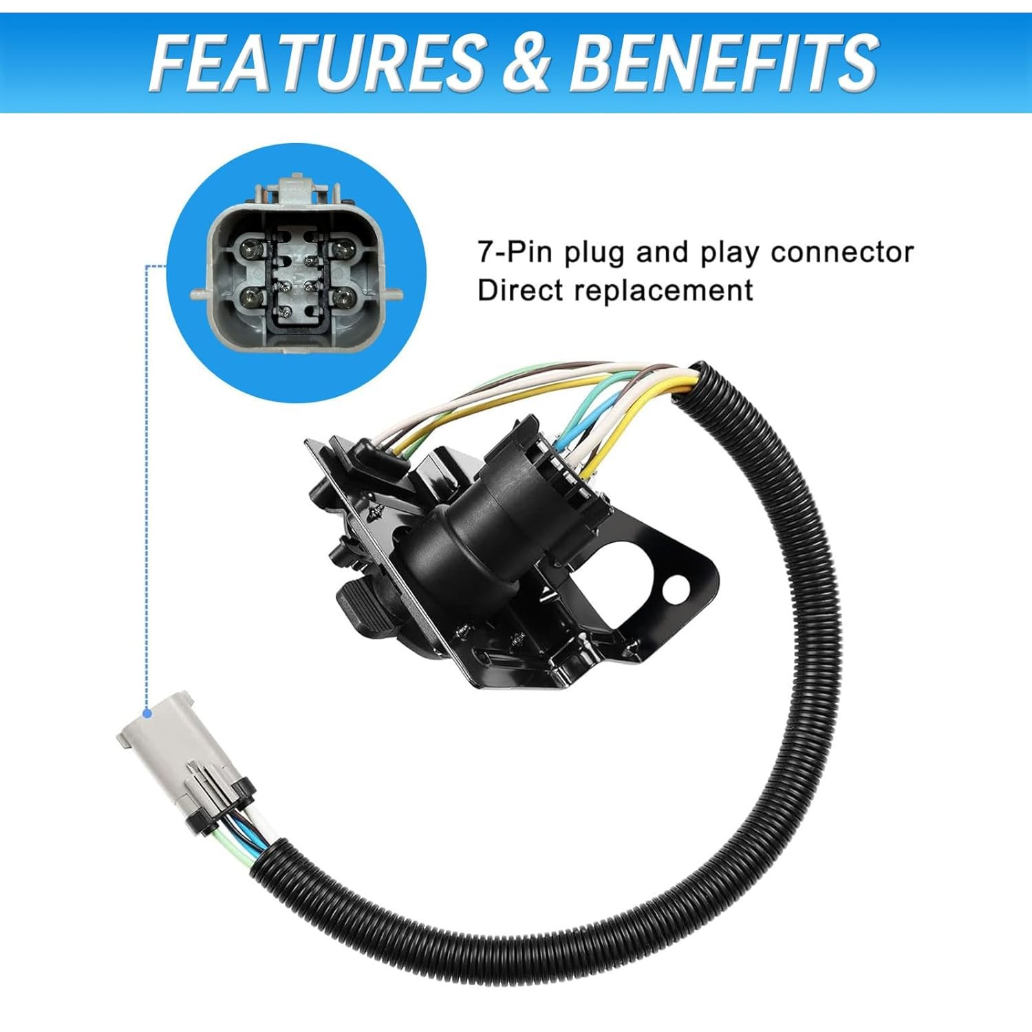 4 & 7 Pin Trailer Tow Wiring Harness Connector 2C3Z-13A576-DA Compatible with 20