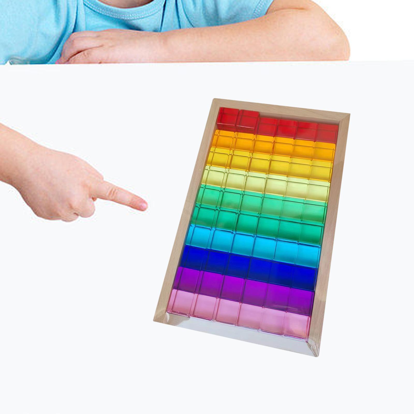 Rainbow Building Blocks Set Learning Toys Acrylic Cubes for Boys Girls Gift