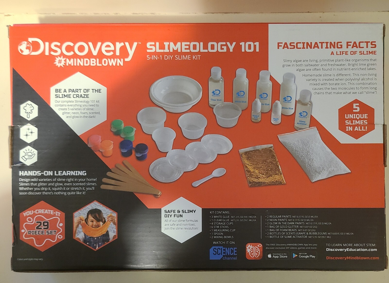 Discovery SLIMEOLOGY 101, 5 N 1 DIY Slime Kit, New in Box, Ages 6 +