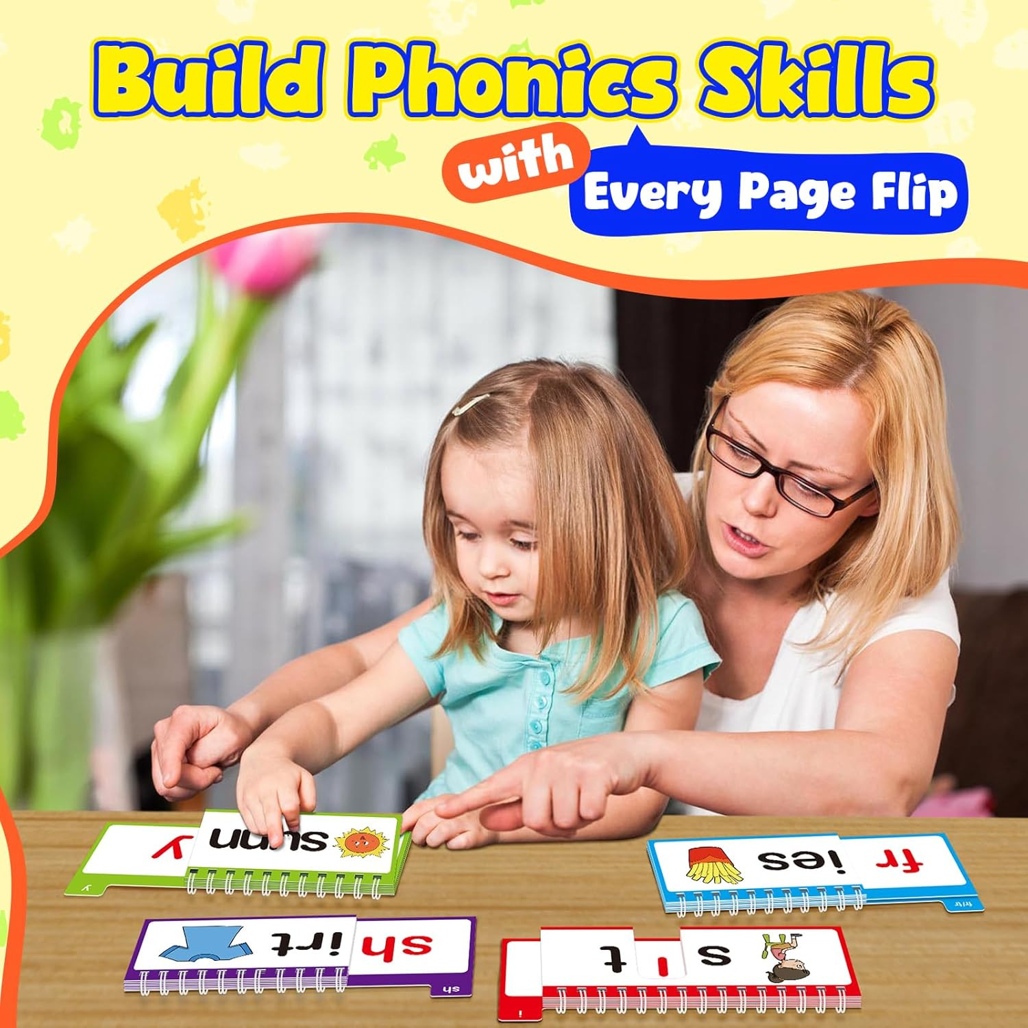 40 Read and Rhyme Flip Books,Phonics Word Family Build Book Learn to Read Phonic