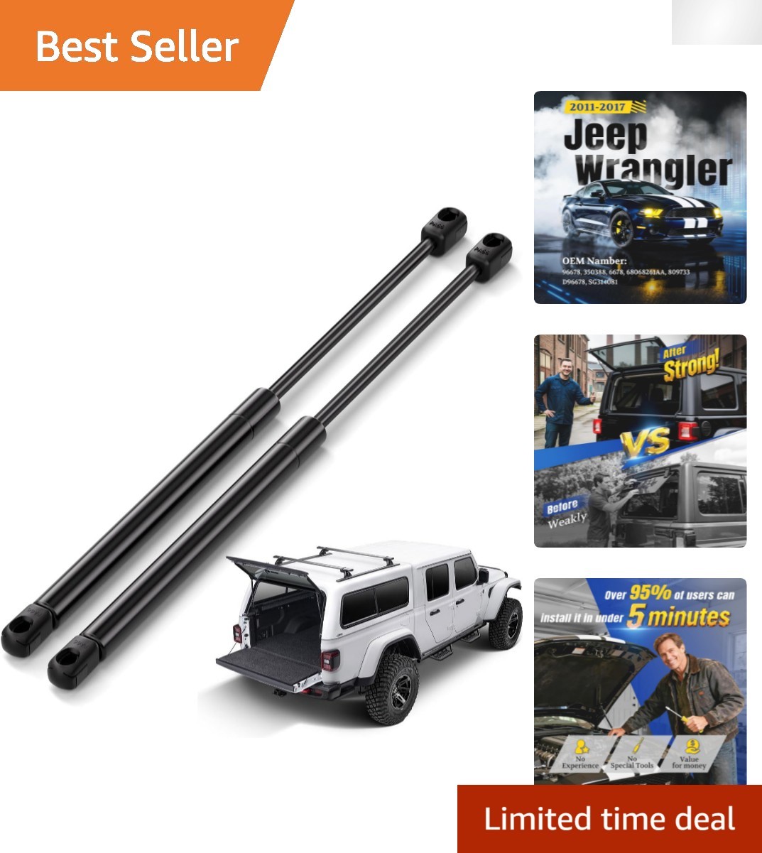 Jeep Wrangler Rear Window Struts 2011-2018 – Superior Performance, 2-Pack