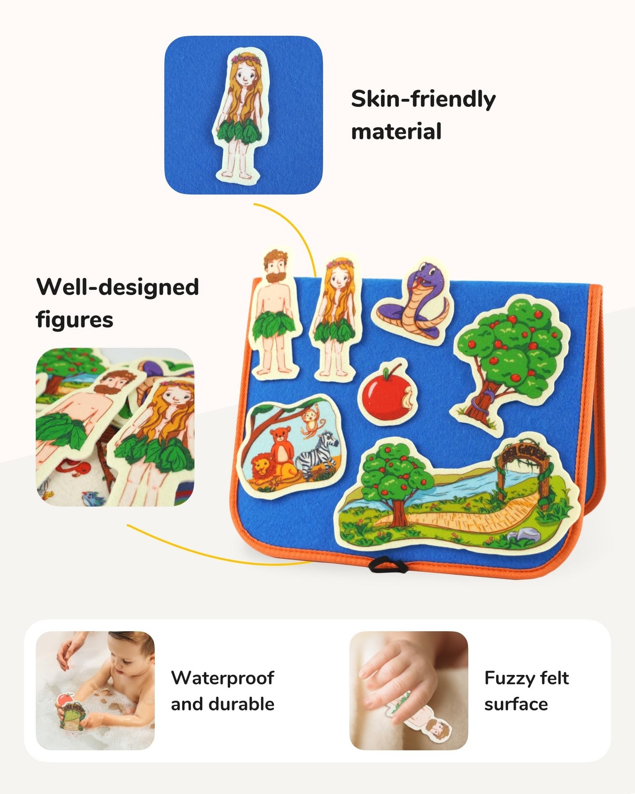 CHEFAN 12 Pack Felt Board Bible Stories Set,Flannel Board Stories with a Fold…